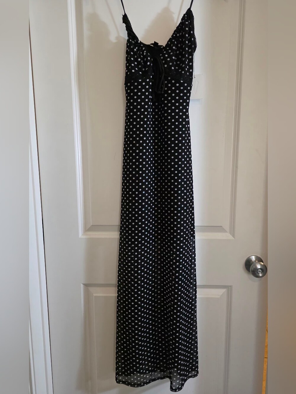 Sexy Black and White Polka Dot Maxi Dress
